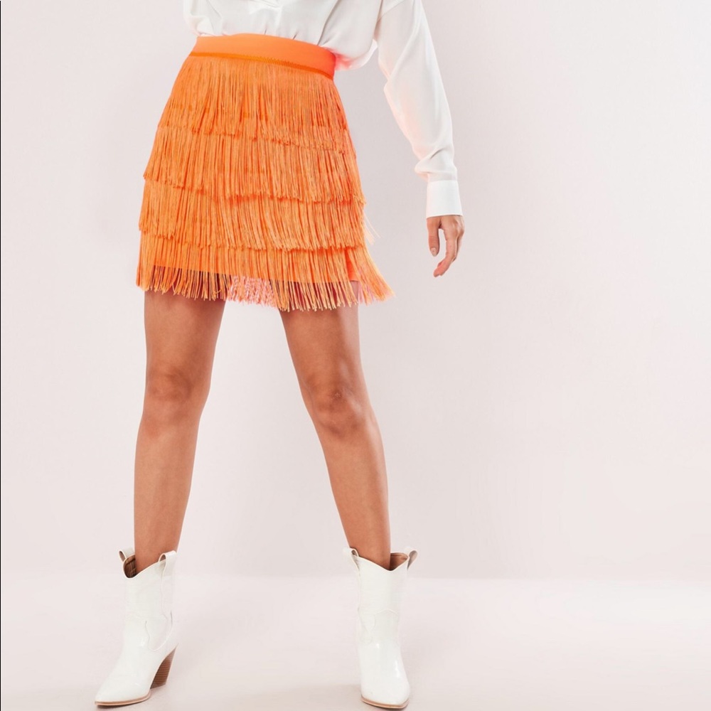 Fringe Orange Mini Skirt!